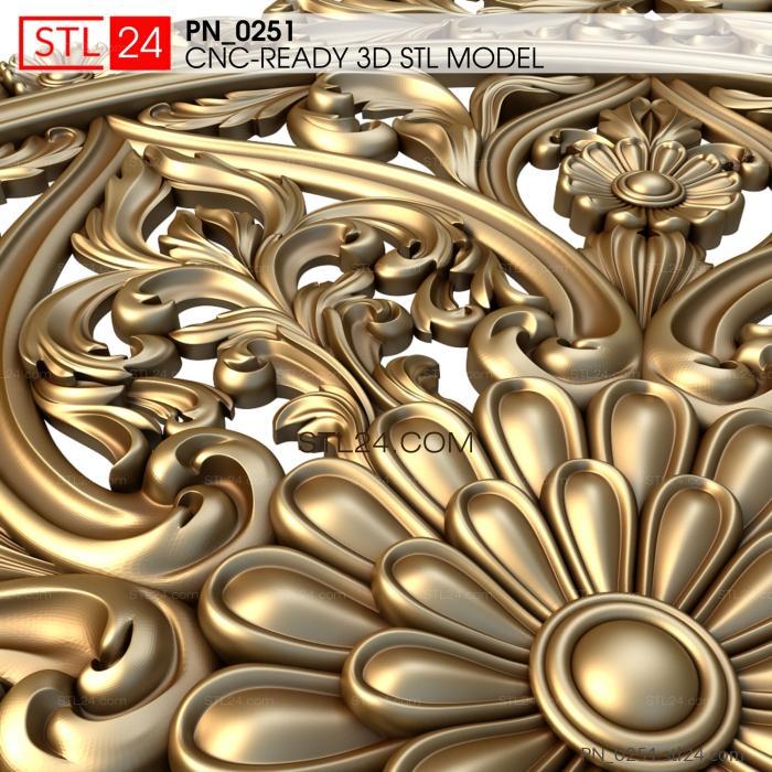 Square panels (3d stl model of decorative panel, east, openwork carving, PN_0251) 3D models for cnc